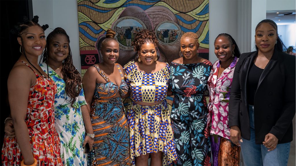 L-R Nollywood Star Osas Ighodaro; Entertainment Editor Premium Times Jayne Augoye, Head of Legal and Business Affairs Chocolate City Group Ifeyinwa Anyadiegwu; Global Head of DEIA, Amazon Studios and Prime Video Latasha Gillespie; Head of HR/Admin Chocolate City Group Abiola Tijani; CEO Good Media Management Toyosi Etim-Effiong and CMO Filmhouse Group Lolu Desalu at The Brunch event.