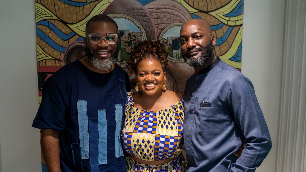 Global Head of DEIA, Amazon Studios and Prime Video Latasha Gillespie; Co-Founder Chudor MMC Enyi Omeruah; and Aboriginal Productions CEO Ikhane at The Brunch with Chocolate City